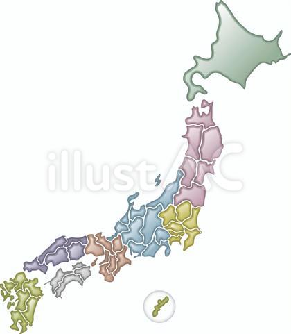日本地図 八地方区分 金属