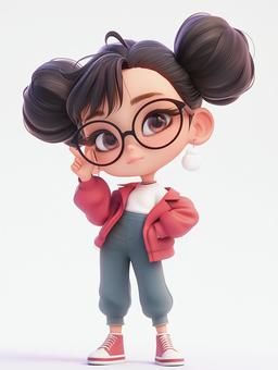 Illustration, chibi character, deformed, tiny, 