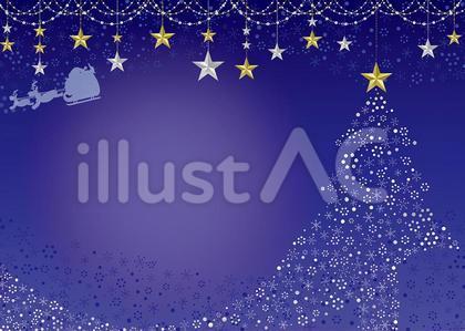 キラキラクリスマスカード青