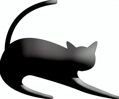 Stretching, turning around, cat, black, abstract, JPG, PNG and AI