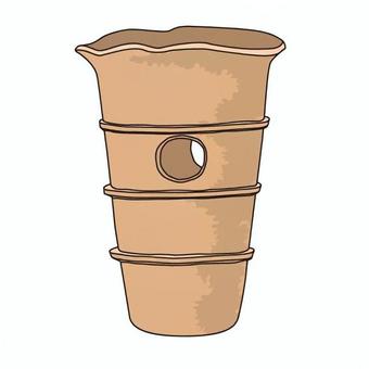 円筒埴輪 円筒埴輪 古墳時代,円筒埴輪,埴輪,粘土,焼き物,円筒,穴,歴史,考古学,遺物のイラスト素材