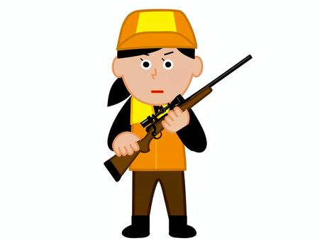 ライフルを持った猟師の女 猟師,ハンター,女,ライフル,銃,猟銃,狩り,狩猟のイラスト素材
