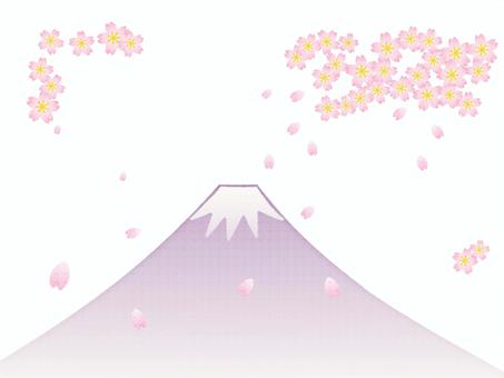富士山と桜吹雪きの背景イラスト 和,和風,日本,お正月,明るい,背景,ベクター,シンプル,めでたい,年賀状のイラスト素材