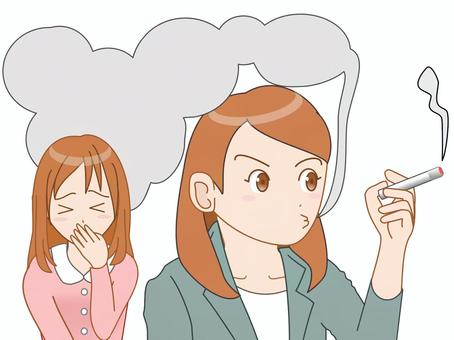 受動喫煙（女性） 女性,受動喫煙,スーツ,喫煙,タバコ,煙,ヘビースモーカーのイラスト素材