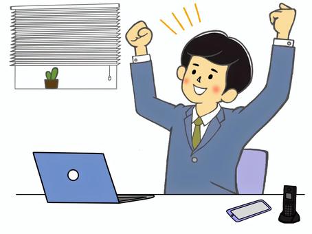A businessman working on a computer is a little tired, JPG and PNG A businessman working on a computer is a little tired, businessman, work, business, JPG and PNG