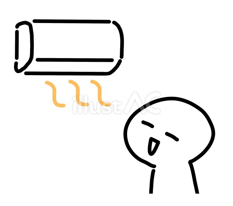 エアコンであたたまる人 棒人間,かわいい,手描きのイラスト素材