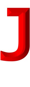 ３Dアルファベット大文字赤J j,アルファベット,大文字,立体,3d,赤,装飾文字,フォント,デザイン,アイコンのイラスト素材