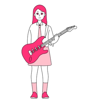 ギターを持つ女子高生 ギター,女子高生,部活,制服,女の子,高校生,ライブのイラスト素材