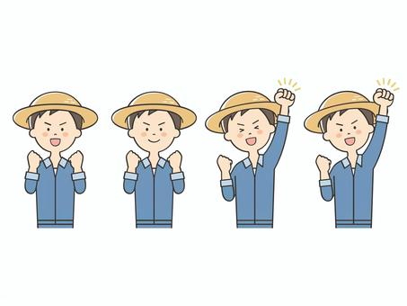 向上心のある農家の男性のセット 向上心のある農家の男性のセット やる気,頑張る,元気,頑張ろう,応援,ガッツポーズ,頑張れ,挑戦,努力,向上心のイラスト素材