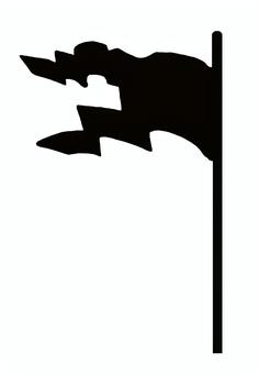 【手描き】はためく旗のシルエット 旗,シルエット,手描き,リアル,モノクロ,挿絵,白バック,線画,イラスト,素材のイラスト素材