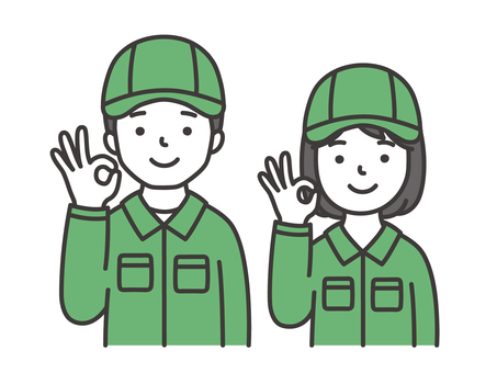 OK！作業員 作業員,ok,okサイン,大丈夫,合格,男性,安心,作業服,工事,作業着のイラスト素材