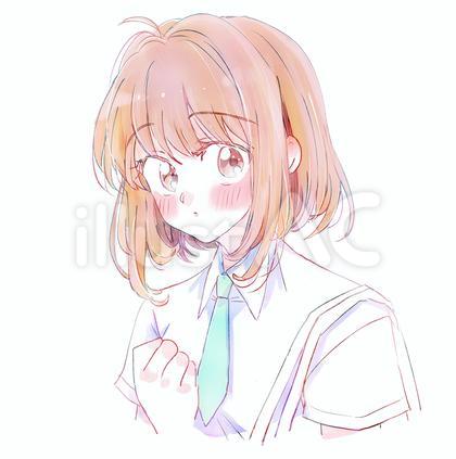 夏のどきどきしている女子学生