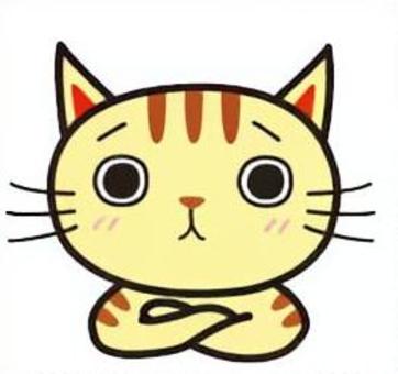 困るねこ ねこ,動物,かわいい,シンプル,正面,イラスト,ワンポイント,カット,挿し絵,困るのイラスト素材