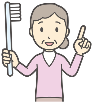  老人女性ハイネック-427-バスト 歯磨き,お婆さん,女性,老人,私服,人物,かわいい,高齢者,祖母,おばさんのイラスト素材