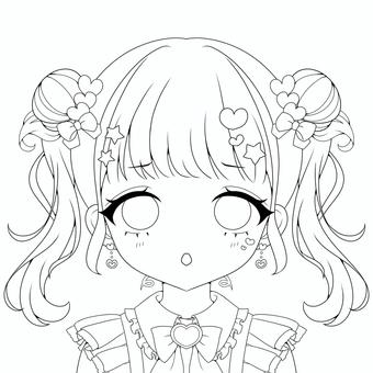 ゆめかわ少女線画 コスプレ,女子,女の子,美少女,萌え,アイコン,かわいい,フリー,無料,萌え系のイラスト素材