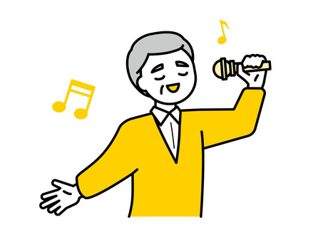 歌う高齢者のイラスト05 歌う高齢者のイラスト05 人物,男性,高齢者,おじいちゃん,祖父,中年,趣味,歌,カラオケ,合唱のイラスト素材