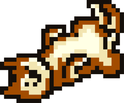 ドット絵のへそ天する茶色の柴犬です。 ドット絵,へそ天,柴犬,シンプル,仰向け,ポーズ,癒し,リラックス,無防備,ペットのイラスト素材