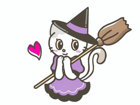 A cat dressed as a witch with a broom on Halloween, cat, halloween, witch, JPG and PNG