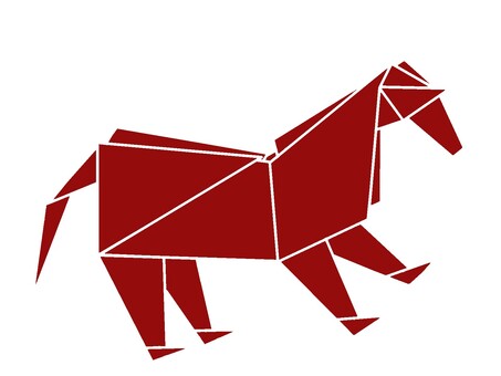 馬(折り紙風)_枠なし 馬,干支,十二支,折り紙,正月,2026,令和8年,祝い,縁起,動物のイラスト素材