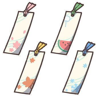 しおり 四季,しおり,読書,勉強,花,春,夏,秋,冬,桜のイラスト素材