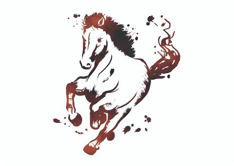 馬イラスト77 馬,午,駿馬,裸馬,筆書き,午年,干支,十二支,動物,走るのイラスト素材