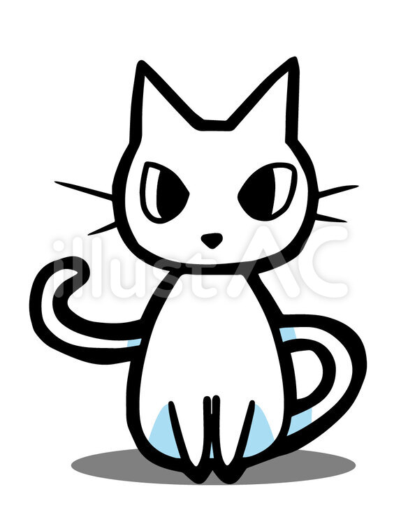 猫【白】 猫,紫,可愛いのイラスト素材