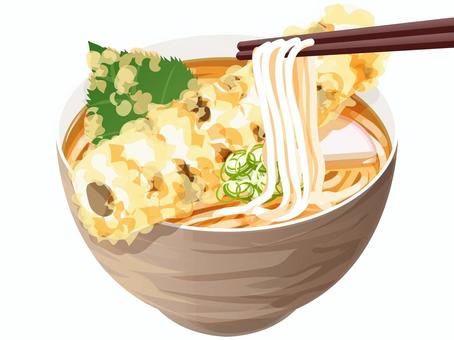 ちくわ天うどん（箸上げ） うどん,ちくわ天,麺類,料理,食べ物,天ぷら,ちくわ,和食,ネギ,かまぼこのイラスト素材