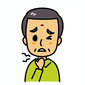 シニア男性　ノドの痛み 病気,喉,高齢者,症状,風邪,痛み,気管支炎,インフルエンザ,咽頭炎,シニアのイラスト素材