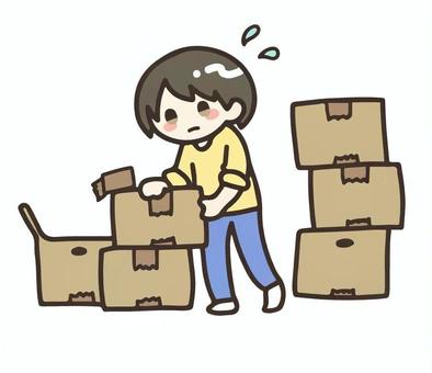 梱包をする女性 梱包,ダンボール,ガムテープ,引越し,荷造り,荷解き,片付け,新生活,女性,腕まくりのイラスト素材
