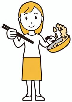  ロングヘア女性(黄)-536-全身