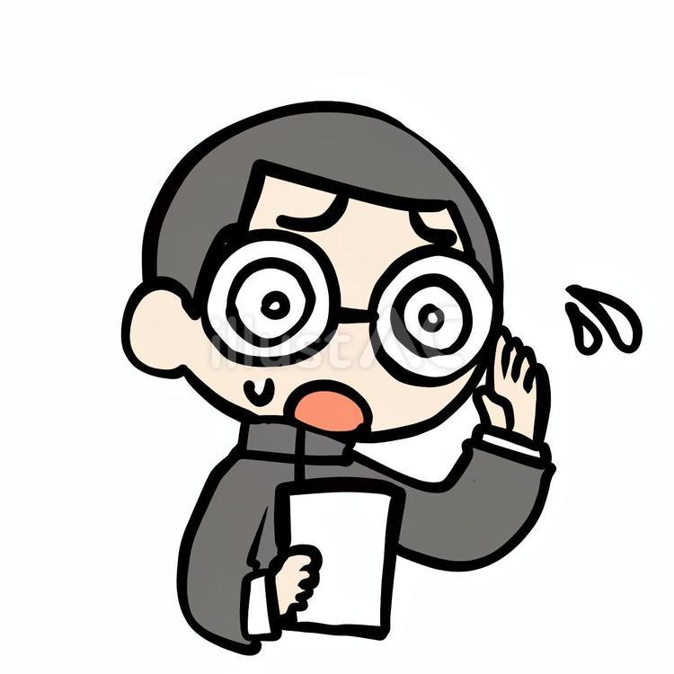 瓶底眼鏡の焦る学生少年 少年,瓶底眼鏡,焦るのイラスト素材