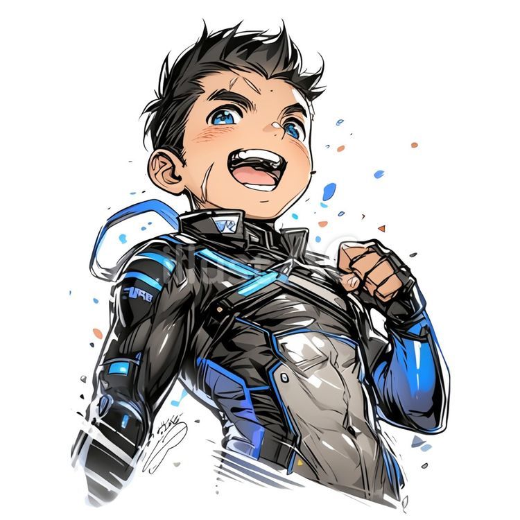 ヒーロースーツの男の子 ヒーロースーツ,男の子,ショートヘアのイラスト素材