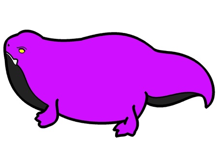 A thick lizard-shaped monster with a purple motif., , JPG and PNG