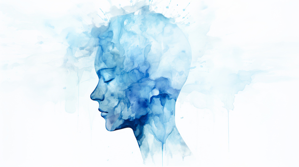 瞑想するイメージの人物の横顔のイラスト