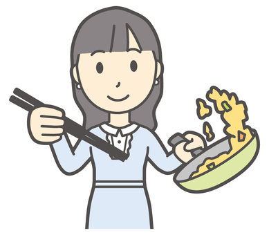  ワンピースお嬢様-535-バスト 炒める,お嬢様,女性,女の子,オシャレ,人物,かわいい,料理,フライパン,クッキングのイラスト素材