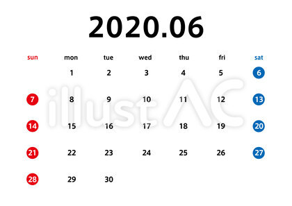 令和2年6月カレンダー