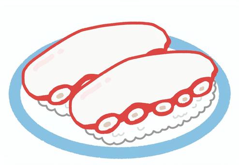 寿司(たこ02) 寿司(たこ02) 寿司,たこ,食べ物,和食,シャリ,日本食,皿,回転寿司のイラスト素材