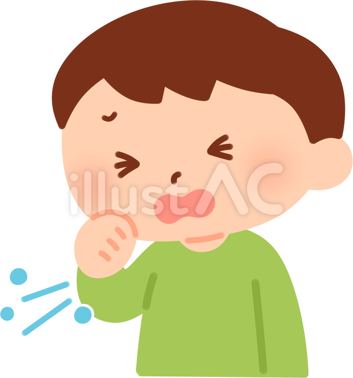 せき込む男の子 人物,子供,咳のイラスト素材