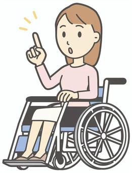  ロングヘア女性-306-全身 車いす,女性,女の子,人物,かわいい,障害者,車椅子,座る,若い,挿絵のイラスト素材