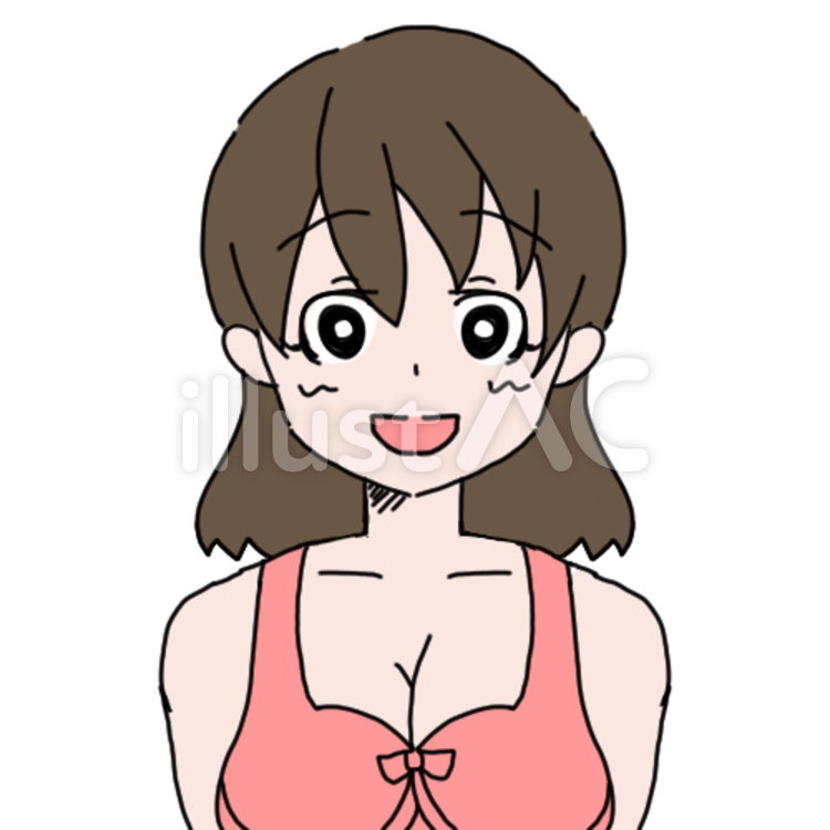下着の女性（ピンク＿笑顔） 女性,ほほえむ,10代のイラスト素材