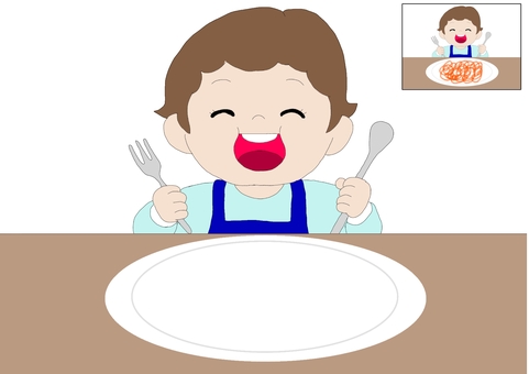 【なぐりがき練習】パスタを食べる子ども 教材,教育,療育,リハビリ,練習,訓練,言語療法,作業療法,プリント,運筆のイラスト素材