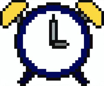ドット絵の黒の目覚まし時計です。 ドット絵,目覚まし時計,シンプル,時計,時間,アラーム,起床,朝,モーニング,早起きのイラスト素材