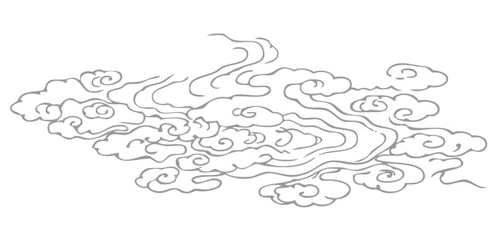 日本の模様13_雲・手描き風 日本の模様13_雲・手描き風 雲,線画,手描きのイラスト素材