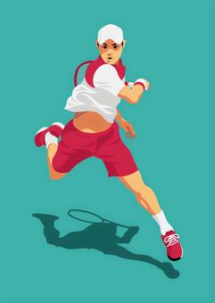 テニス選手20 テニス,ジャンプ,スマッシュ,テニスラケット,テニスウェア,グランドスラム,フォアハンド,一人,人物,全身のイラスト素材