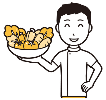  理学療法士男(黄)-078-バスト 野菜,理学療法士,整体師,白衣,医療,病院,柔道整復師,カイロプラクティック,鍼灸師,マッサージ師のイラスト素材