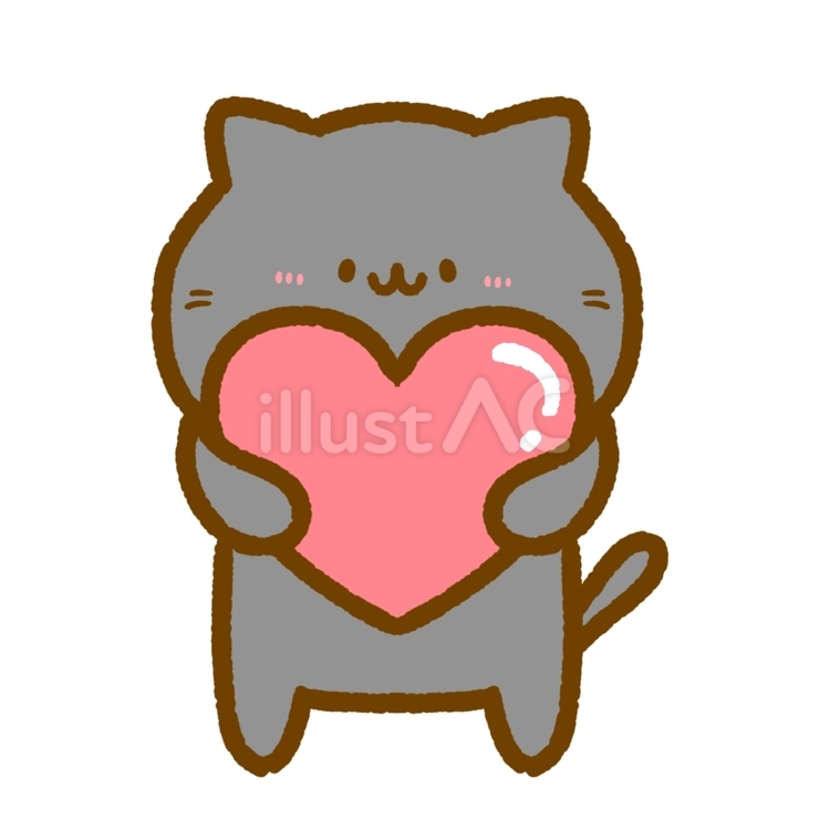 ねこさん•ハートを持つ ねこ,動物,生き物のイラスト素材