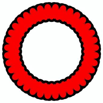 花の丸フレーム【赤】 花,フレーム,丸枠,シンプル,ビビッドカラー,花びら,アイコンリング,アイコンフレームのイラスト素材