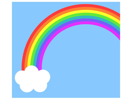 Illustration, rainbow, after the rain, blue sky, 