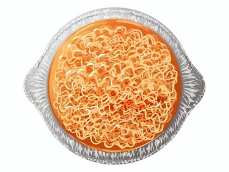 具無しインスタントラーメン（アルミ鍋）2 インスタントラーメン,ラーメン,具無し,ちぢれ麺,麺類,料理,食べ物,スープ,アルミ鍋のイラスト素材