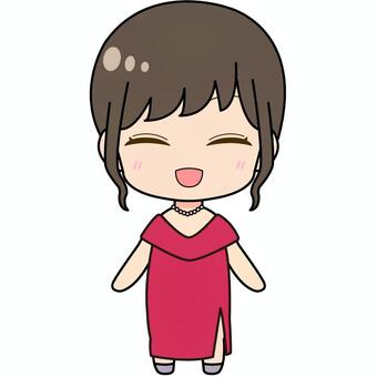 笑顔のドレスを着た女性 女性,ドレス,パーティー,女の子,かわいい,sd,笑顔のイラスト素材